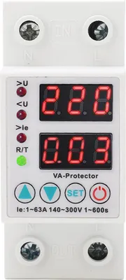 Image de Appareil de protection de tension avec affichage numérique réglable, rétablissement automatique et protection contre les surtensions ignifuge, 1šC63 A, 230 V