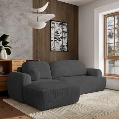 Produktbild von Masseno Ecksofa MODENZA P L-S mit Schlaffunktion L-Form, Sofa mit Bettkasten, Wohnzimmersofa, Couch, Soffa, Bettsofa, Couchgarnitur- Grau, POSO 34