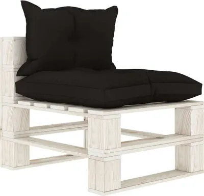 Image de The Living Store Canapé central de jardin en palette avec coussin en bois noir