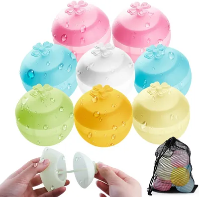 Productafbeelding van Herbruikbare siliconen waterballonnen, 8 stuks, zelfdichtend, voor buitenspeelgoed en waterspellen