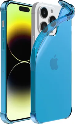 Image de Smartphonica iPhone 14 Pro transparent
  housse en silicone antichoc avec bumper - Bleu