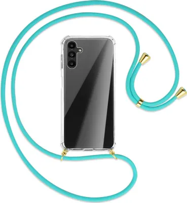 Produktbild von Handykette Backcover-Schutzhülle mit Band (Metall goldfarben) für Samsung Galaxy A13 5G - türkis