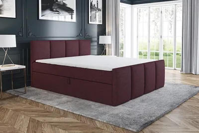 Produktbild von Boxspringbett GRECO 180x200 mit 2 Bettkästen, Bonell-Matratze und Topper. Möbel vom Hersteller- Handarbeit!Bett Komplett-Set mit Matratze,Bettkasten & Kopfteil. Stoff SAVANA. Elegantes Bett mit massives Kopfteil.