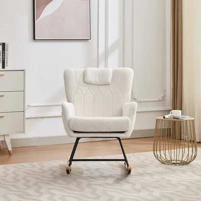 Immagine prodotto di Sedia a dondolo - Poltrona relax - Divano - Poltrona - Bianco - Ergonomica, con poggiapiedi