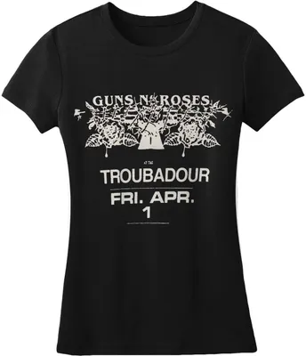 Image de T-shirt pour femmes Guns N' Roses, modèle "Troubadour Flyer", taille XL, couleur noire (RO389)