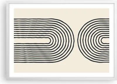 Produktbild von Gerahmtes Poster - Weißer Rahmen - Linien Oval Minimalismus - 70x50 cm - Wand Bild - Wanddeko - Wandbilder - Kunstposter - Wandposter - Bilderrahmen - Bilder - Kunstdruck - P2WAA70x50-4548