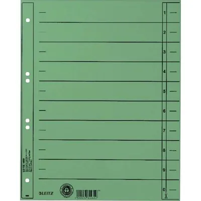 Imagen del producto de Hojas separadoras LEITZ, formato A4, anchura extendida, cartón Manila de 230 g/m², color verde