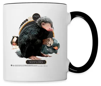 Produktbild von Spreadshirt Phantastische Tierwesen Nifflers Tasse Tasse Zweifarbig, One size, Weiß/Schwarz