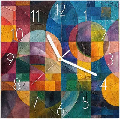 Produktbild von Wanduhr aus Glas mit Motiv Abstrakte Farben- 30 x 30 cm - inkl. Aufhängesystem