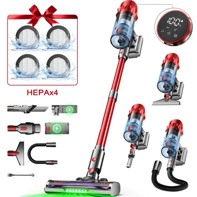 Produktbild von Hiazurm Akku Staubsauger,Staubsauger kabellos mit Touchscreen, HEPAx4, Schlauchbürste, Staubsauger, Anti-Tangle-Staubsauger