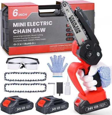 Obrázek produktu pro Řetězová pila Equivera Mini – elektrická – mini řetězová pila s akumulátorem – elektrické zahradnické nůžky – akumulátorové zahradnické nůžky – akumulátorová řetězová pila