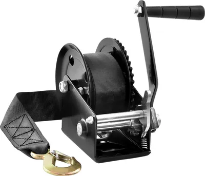 Produktbild von Seilwinde 544,3kg Handseilwinde 208x138x149mm Bootswinde 2-Wege-Ratsche/1-Gang Handwinde mit ca. 7m Polyesterband Gurtwinde mit ergonomischen Griff Handseilzug Winde für Fahrzeuge und Boote