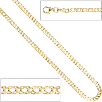 Produktbild von JOBO Zwillings-Panzerkette 333 Gelbgold 45 cm Gold Kette Halskette Karabiner