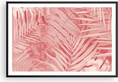 Produktbild von Gerahmtes Poster - Schwarzer Rahmen - Rosa Blätter Palmen - 91,5x61 cm - Wand Bild - Wanddeko - Wandbilder - Kunstposter - Wandposter - Bilderrahmen - Bilder - Kunstdruck - P2BAA91x61-4745