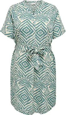 Produktbild von ONLY CARMAKOMA Gemustertes Kurzarm-Kleid mit Taillenband Größe: 46