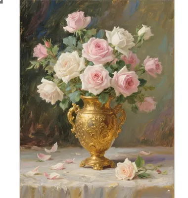Produktbild von Diamond Painting Set Blumen Rose Vase 40x50cm Eckige Steine