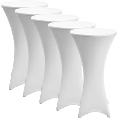 Immagine prodotto di Beautissu Tavolo alto elasticizzato Tavolo da bistrot Husse, Ø80-85 cm, bianco, set da 5