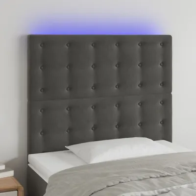 Produktbild von The Living Store LED Kopfteil Dunkelgrau 90x5x118/128 cm Samt