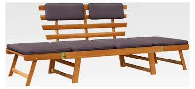 Produktbild von Massive Akazienholz 2-in-1 Gartenliege mit Auflage
