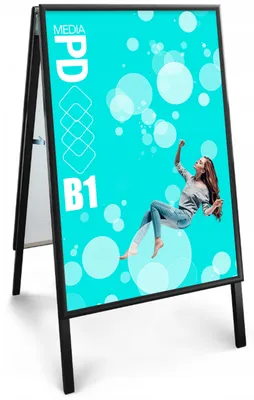Produktbild von Kundenstopper Werbeaufsteller B1 Schwarz 70x100cm – Doppelseitiger Aufsteller & Plakatständer mit Klapprahmen
