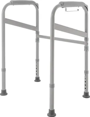 Obrázek produktu pro Toaletní opěrka – nastavitelný toaletní rám – protiskluzové madla a nohy – do 200 kg – uhlíková ocel a PE – 56 × 46 cm