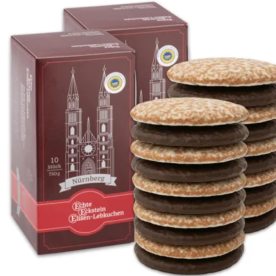 Zdjęcie produktu dla Eckstein, pierniczki Nürnberger Elisen, mieszanka, 2 opakowania po 10 sztuk, waga całkowita: 1500g