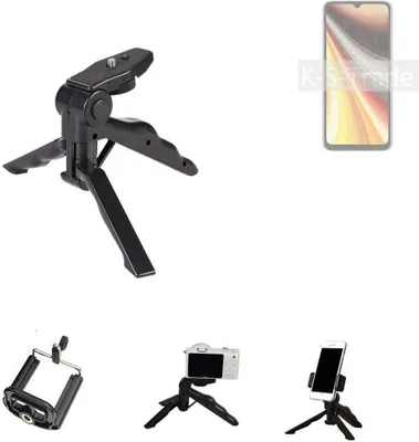 Produktbild von K-S-Trade Stativ Tisch-Ständer Dreibein Handy-Stativ Ständer kompatibel mit UMIDIGI Power 7 Max Mini-Stativ Smartphone Tripod Handy-Stativ aus