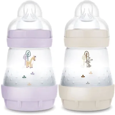Produktbild von MAM Easy Start Anti-Colic Babyflasche, 160 ml, Sauger Größe 1, Lila + Sand, 2er Pack