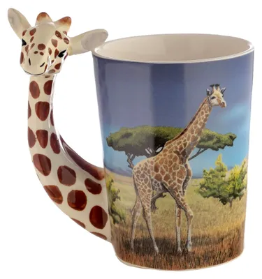 Produktbild von Giraffe mit Savanne geformter Henkel Tasse aus Dolomit-Keramik