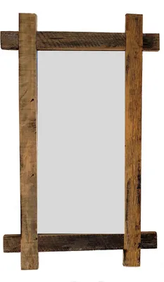 Produktbild von Wandspiegel mit Natur Rahmen (altes Holz) - eckig - 90x55 cm