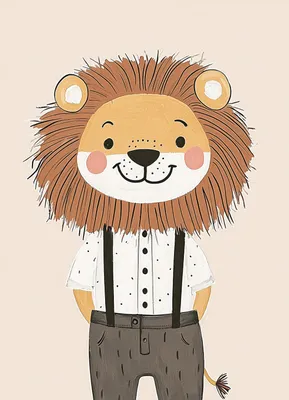 Image de Affiche 13 x 18 cm Motifs pour enfants, garçon, pour chambre - Lion 3