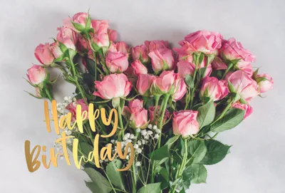 Produktbild von Geburtstag Happy Birthday rosa Rosen Glückwunschkarte mit Umschlag