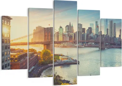 Produktbild von Bild auf Leinwand - Leinwandbild - New York Brücke - 150x100cm - Wand Bild - Wanddeko - Wandbilder - Leinwanddruck - Bilder - Kunstdruck - Wanddekoration - Leinwand bilder - Wandkunst - EA150x100-4047