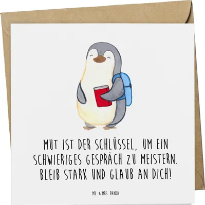 Produktbild von Mr. & Mrs. Panda Grußkarte Ein schwieriges Gespräch führen - Weiß - Geschenk, Glaub an dich, Inspiration, faltkarte, Glückwunschkarte, Vertrauen, anlasskarte, Zuversicht