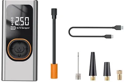 Immagine prodotto di Pompa per biciclette elettrica - mini-compressore portatile da 150 PSI - con power bank da 4000 mAh - display LCD e LED digitali - per biciclette, motociclette, scooter e pneumatici di palloncini