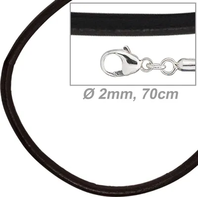 Produktbild von JOBO Leder Halskette Kette Schnur schwarz 70 cm, Karabiner 925 Sterling Silber