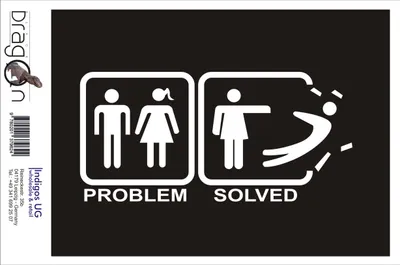 Produktbild von Aufkleber / Autoaufkleber - JDM / Die cut / Auto / OEM - Problem solved - 210x100mm weiß - Heckscheibe / Heckscheibenaufkleber