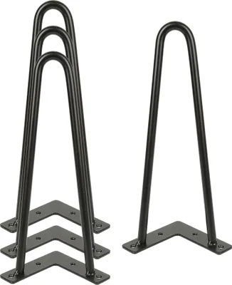 Produktbild von 4er Set Hairpin Legs Tischbeine aus Stahl 2 Streben 30cm