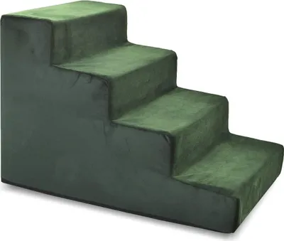 Image de Escalier pour chiens Escalier pour chats Escalier pour animaux de compagnie Aide à l'escalade Couverture en peluche 4 marches Velours vert