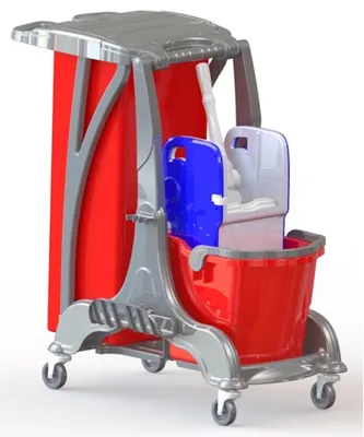 Produktbild von CleanSV Dori20+ Reinigungswagen PE, Putzwagen mit Müllsackhalter,  Presse, 1 Eimer
