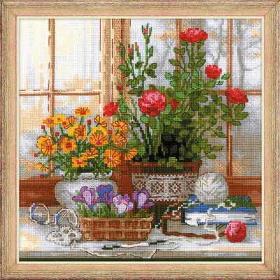 Zdjęcie produktu dla Riolis počítaný krížikový steh Kit Crocuses On The Windowsill