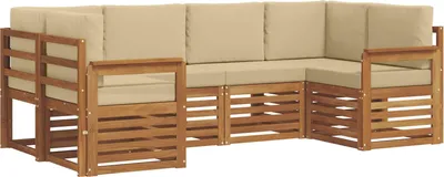 Imagen del producto de vidaXL Juego de sofás de exterior, 6 piezas, color natural y beige
