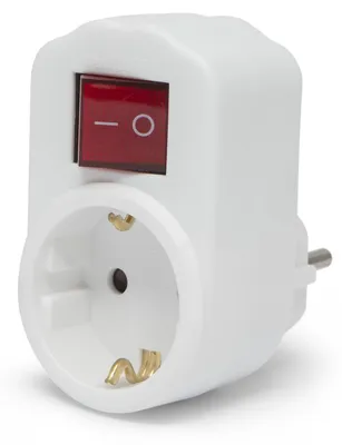 Produktbild von Wandsteckdose mit Schalter und Erdung – Schaltbarer Wandsteckdosenadapter – Kindersicher und kompakt – Weiße Steckdose für Küche und Haushaltsgeräte – 3500 W, 16 A, 250 V [05688]