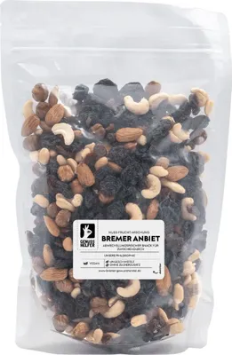 Produktbild von Bremer Anbiet, Nussmischung mit Cranberries und Weinbeeren, ungeschwefelt, 1kg