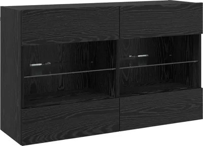 Immagine prodotto di Mobile TV da parete con LED Rovere Nero 98,5 x 30 x 60,5 cm