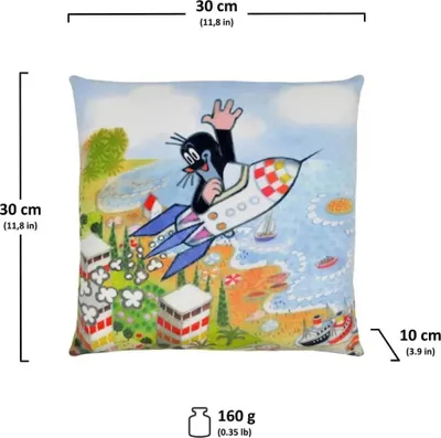 Produktbild von Kissen der kleine Maulwurf, Motiv Rakete, 30x30 cm, - Kinderkissen