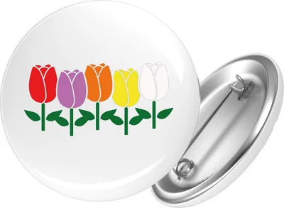 Produktbild von Huuraa Button Tulpen Blüte 59mm rund mit Sicherheitsnadel Ansteckbutton Geschenkidee
