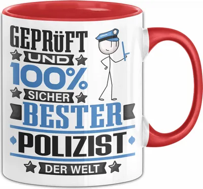 Produktbild von Polizist Geschenk Lustiger Spruch für Polizist Geschenkidee Bester Polizist Der Welt (Rot)