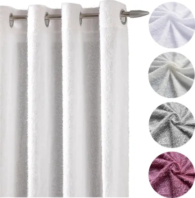 Obrázek produktu pro Heimtexland ® Eyelet šátek dekorativní závěs poloprůhledné nadýchané šifonové nitě VxŠ 245x140 záclona typ892 krémová