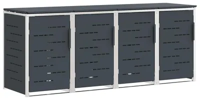 Image de vidaXL : Boîte de rangement pour poubelles, pour 4 bacs de 240 litres, en acier inoxydable, couleur anthracite
